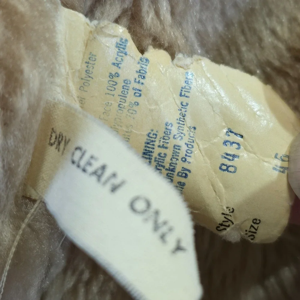 Vintage Grais Men's Tan Faux Fur Lined Western Coat Size 46‎ Reg Made in USA
